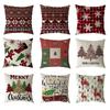 Рождественская льняная классическая красная клетчатая наволочка со снежинкой, подушка с лосем и елкой для праздника