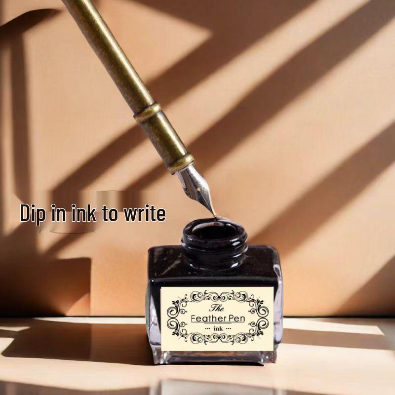 Набор перьевых ручек «Гарри Поттер» с золотым напылением - Ретро перо для письма с чернильницей в подарок