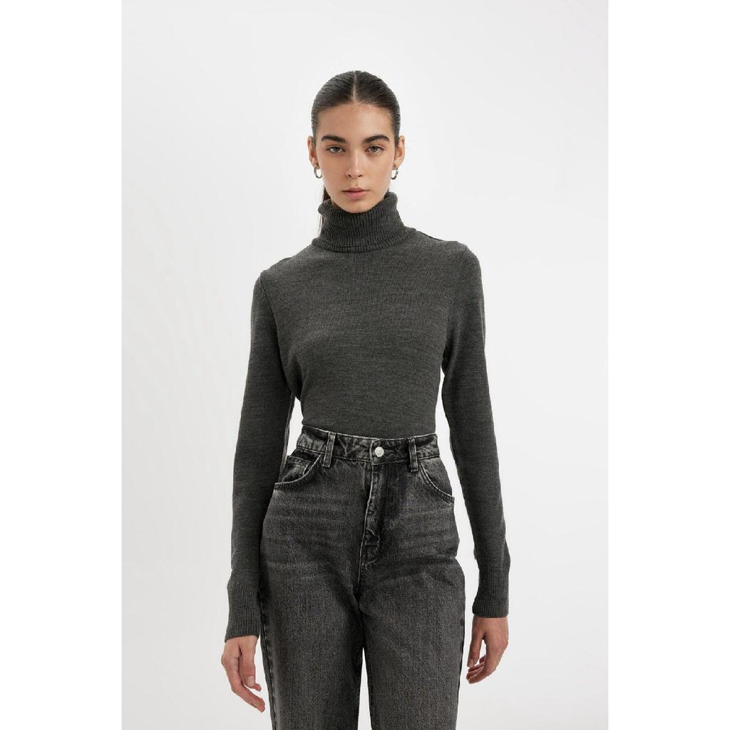 Regular Fit Soft Textured Turtleneck Basic Plain Knitwear Sweater H1651az24wn
