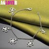 925 Sterling Silver Four Leaf Clover Pendant Chain Bracelet Jewelry