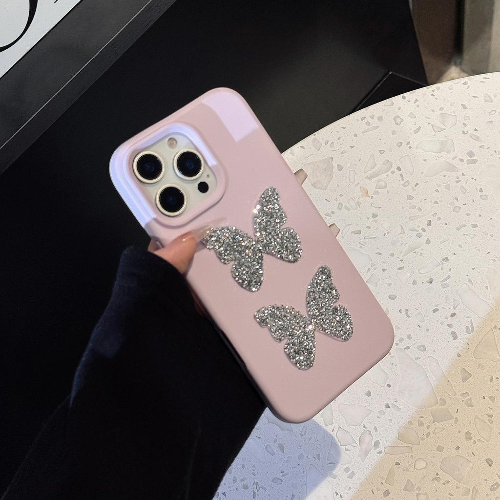 Flash Diamond Butterfly Suitable for 17promax Apple 16 Mobile Phone Case Iphone14 High End Sense 1311 Three Dimensional Soft