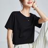 Mercerized Cotton T-shirt Women's High-quality New Loose and Thin Outer Wear Round Neck Liquid Ammonia Short-sleeved T-shirt Bottoming Shirt