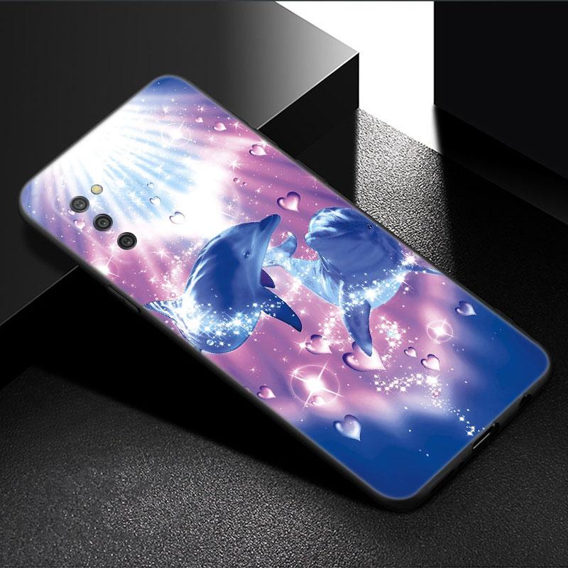 Animal Dolphin Phone Case For Samsung Galaxy A01 A03 Core A04 E A02 A05 A10 A20 A21 A30 A50 S A6 A8 Plus A7 2018 Black Cover
