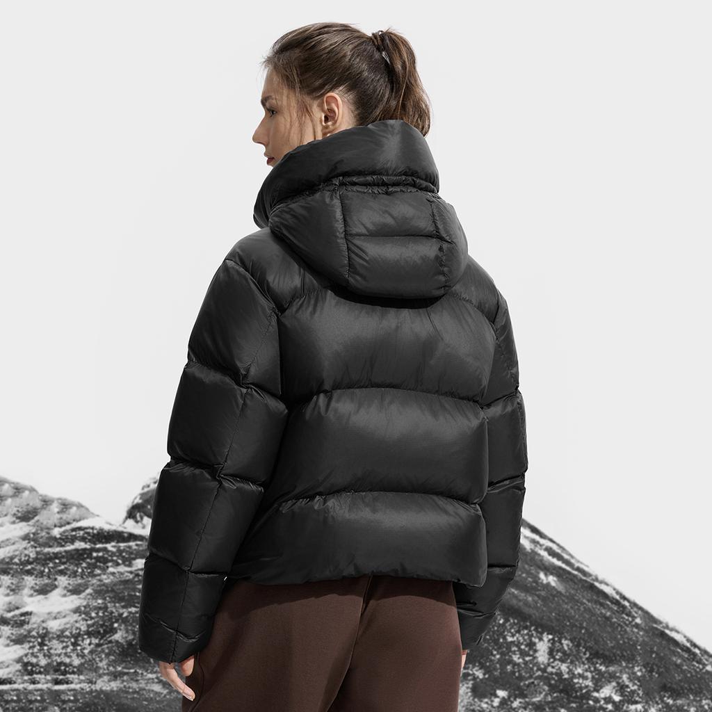 Fila Fitness Simple Solid Color Fashion Retro Classic Versatile Loose Casual Comfortable Warm Hooded Down Jacket Women Outerwear A51W541903FBK