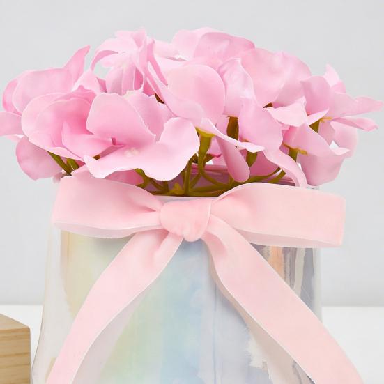 Искусственный цветок в керамической вазе с шелковым бантом Мягкая реалистичная композиция из искусственных цветов Декор для дома, рабочего стола, столешницы