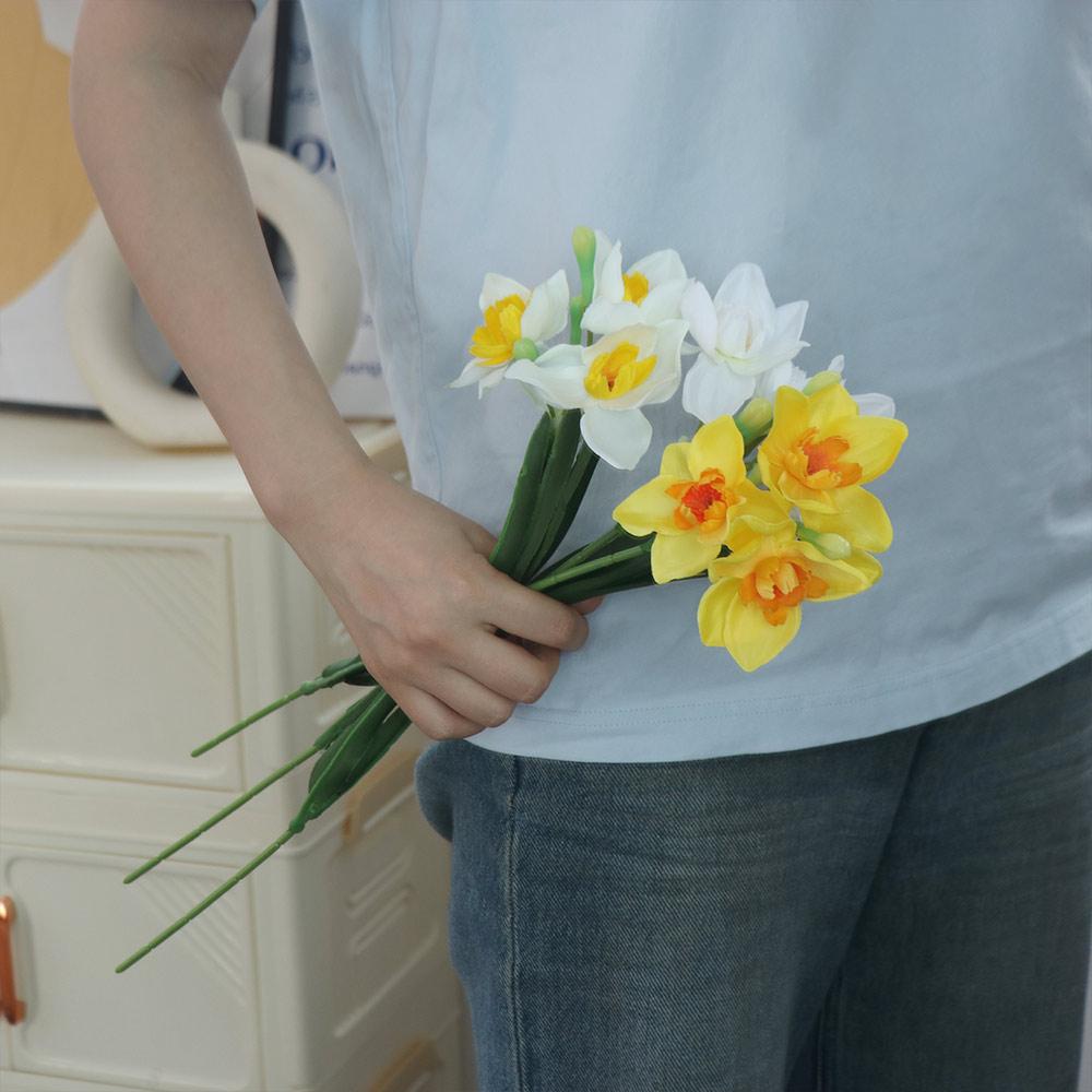 Искусственные цветы нарцисса Real Touch, искусственный букет из шелковых цветов, украшение для дома