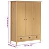 3 Door Wardrobe Hill 127 x 50 x 170 cm Solid Pine Wood