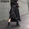 WTEMPO Юбки в стиле Харадзюку в стиле панк, женские юбки с высокой талией и пряжкой, нерегулярная готическая юбка, черная уличная одежда в стиле хип-хоп, свободно регулируемая