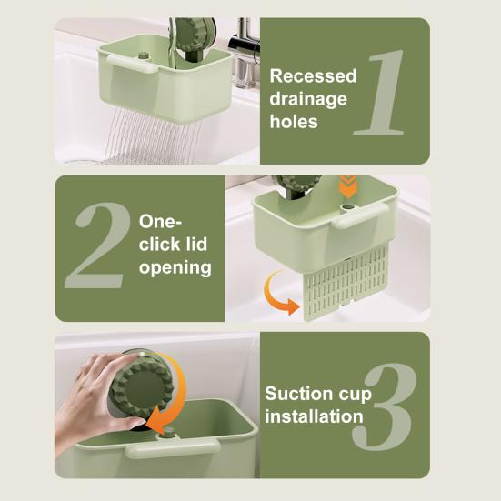 Suction Cup Sink Strainer Sink Debris Catcher Basket Removable Kitchen Sink Drain Strainer for Food Scraps No-Touch Waste Disposal