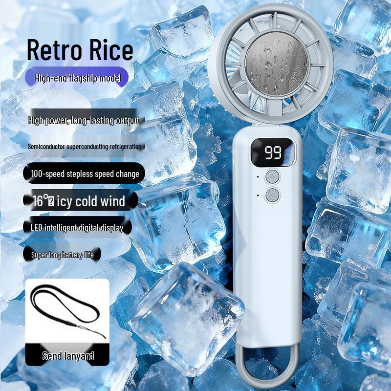 2026 Rechargeable High-Speed Mini Cooling Fan with Digital Display - Portable USB Handheld Ice Pack Fan