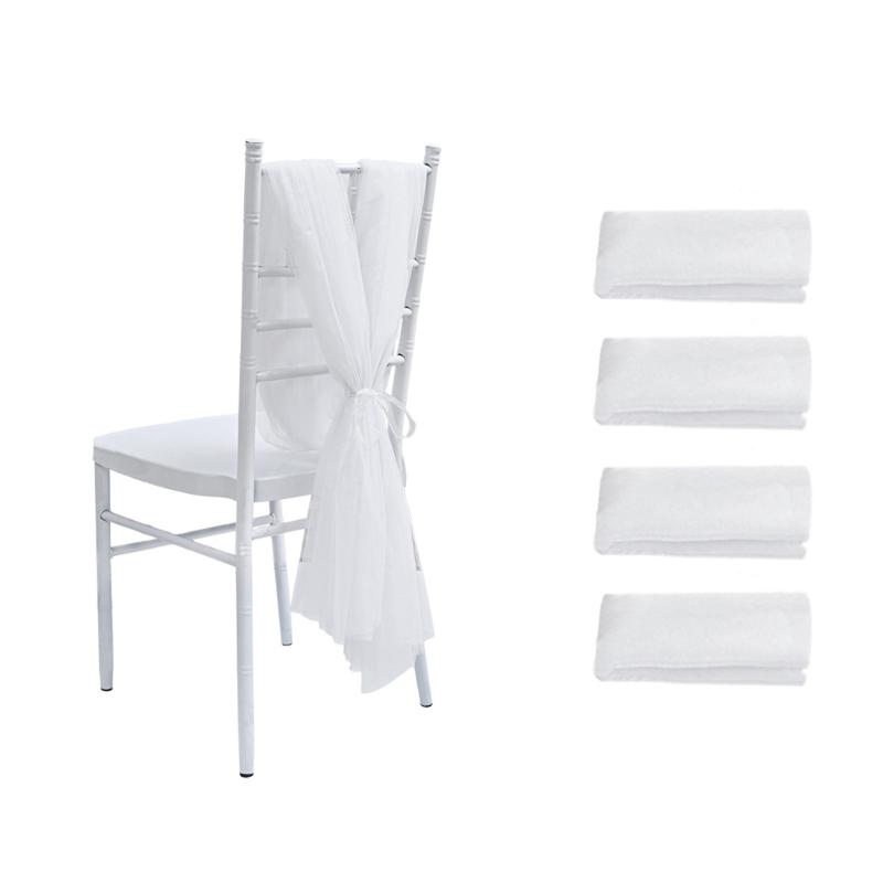 Wedding Chair Sashes Tulle Wedding Aisle Back Side Decorations Sheer Tulle Fabric For Wedding Props