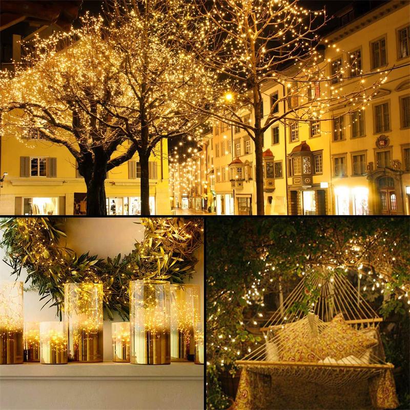 7м/12м/22м/32м солнечные фонари уличные водонепроницаемые солнечные светодиодные гирлянды с 8 режимами мерцания огней для садовой вечеринки свадебного декора