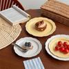 Embossed Design Ceramic Dessert Plate White/Yellow Color Western Dining Tableware  Cafe Use