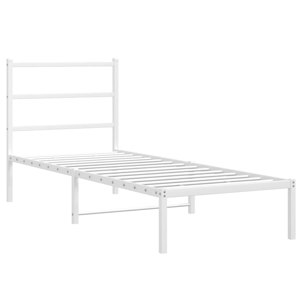 Vidaxl Metalowa Rama Łóżka Z Wezgłowiem, Biała, 80X200 Cm