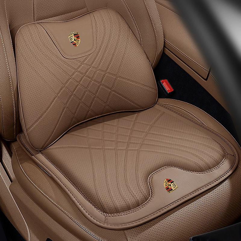Комплект комфорта для автомобиля Porsche: Подголовник, поясничная поддержка и подушка сиденья для комфорта шеи и спины в Cayenne, Macan, Panamera, 718 и Taycan.