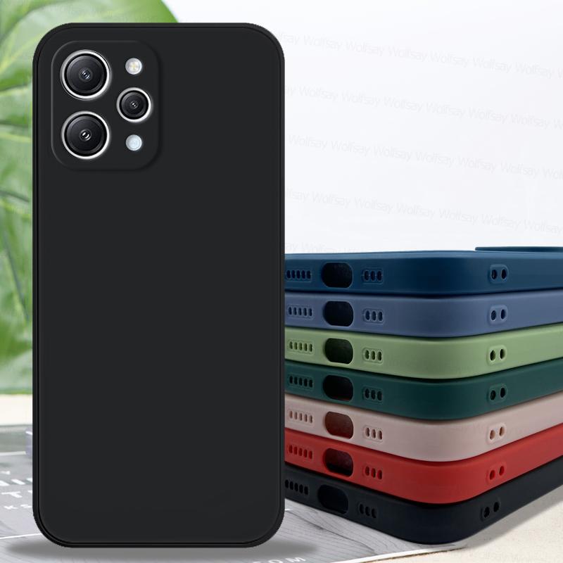 For Xiaomi Redmi 12 4G Case Full Cover Xiaomi Redmi 12C 10C 12 10 4G Cover Housing Shockproof Liquid Silicone TPU Black Funda
