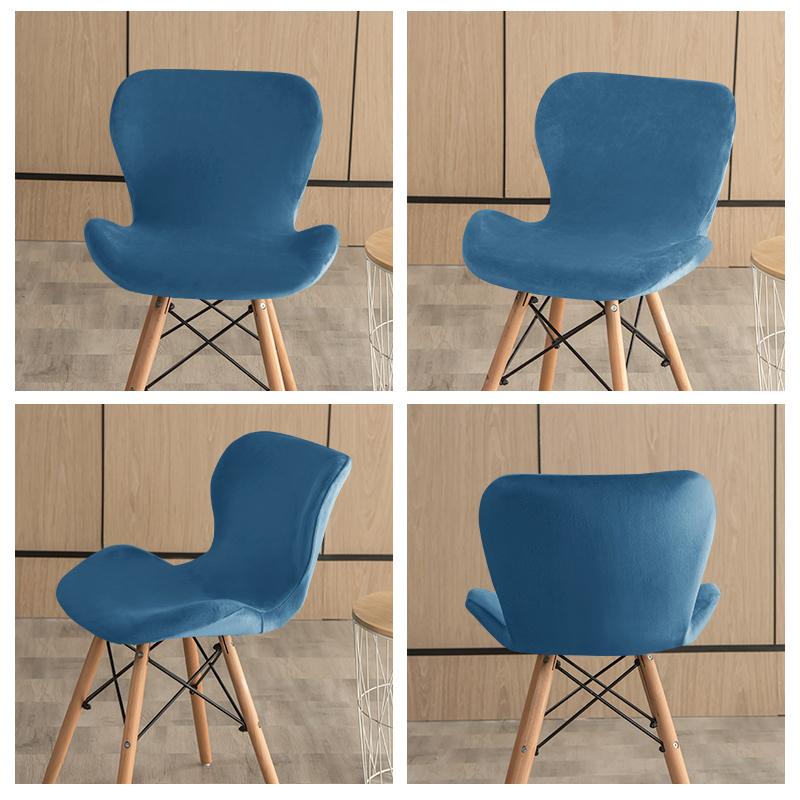 Розовый акцентный чехол на стул в форме бабочки, мягкий бархатный эластичный чехол на обеденный стул для девочек, чехол для сиденья для макияжа, гостиной