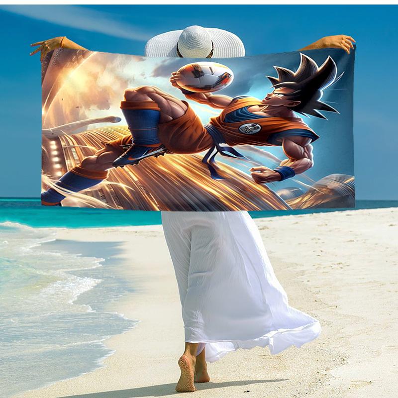 1pc Goku Soccer Star Cartoon Quick Dry Microfiber Bath Towel for Swimming Surfing Camping Unisex Holiday. SJT7201138