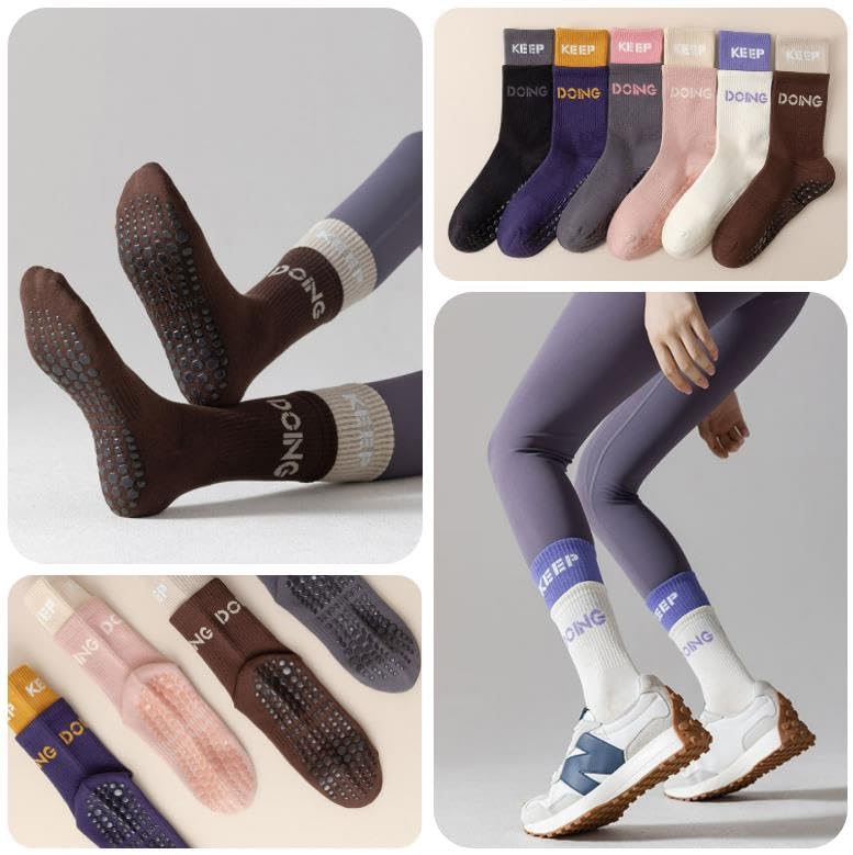 HOLRAFAN Yoga Pilates Sports Socks for Yoga and and Cold Weather Available In Multiple Colors Women's Non-Slip Socks, 3-Pair Set, Anti-Odor, Socks,