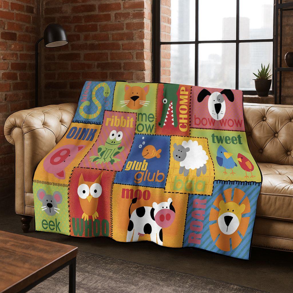 ABC Animal Alphabet Cartoon Early Educatio Children Flannel Blanket,Cozy Soft Throw Blanket for Home Bedroom Bed Sofa Cover