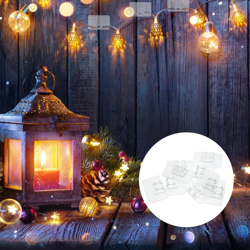 100 шт. крючки для ламповых гирлянд без крючков, патч-полка, защелкивающийся зажим, прозрачные липкие крючки