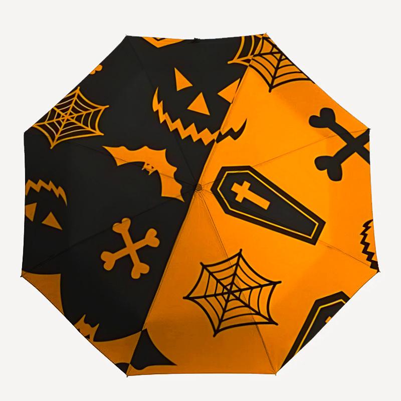 1pc Halloween Spooky Automatic Open 8-Rib Windproof Umbrella, Travel & Commuting, Suitable for All Seasons