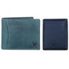 Синий кожаный мужской кошелек и чехол для карт