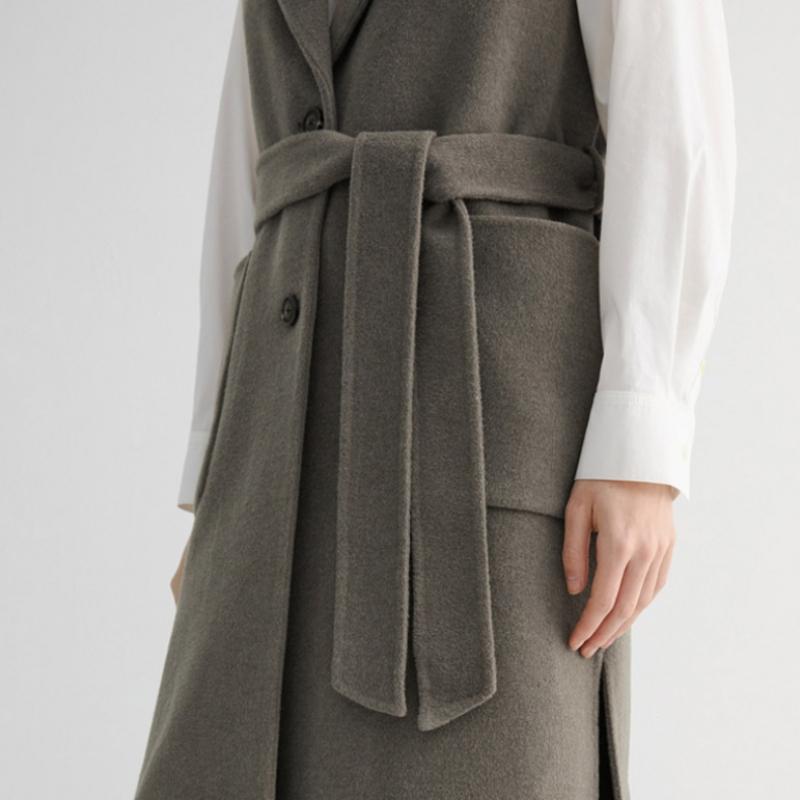 She S miSS Wool caShmere Belted Long veSt Swhvto42040 Mk