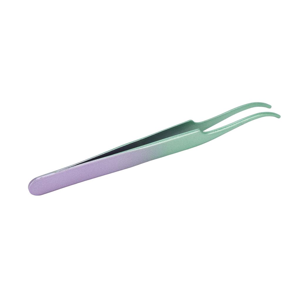 Пинцеты для ресниц из нержавеющей стали, плотно смыкающиеся, изогнутые пинцеты для наращивания ресниц, зеленый фиолетовый градиент