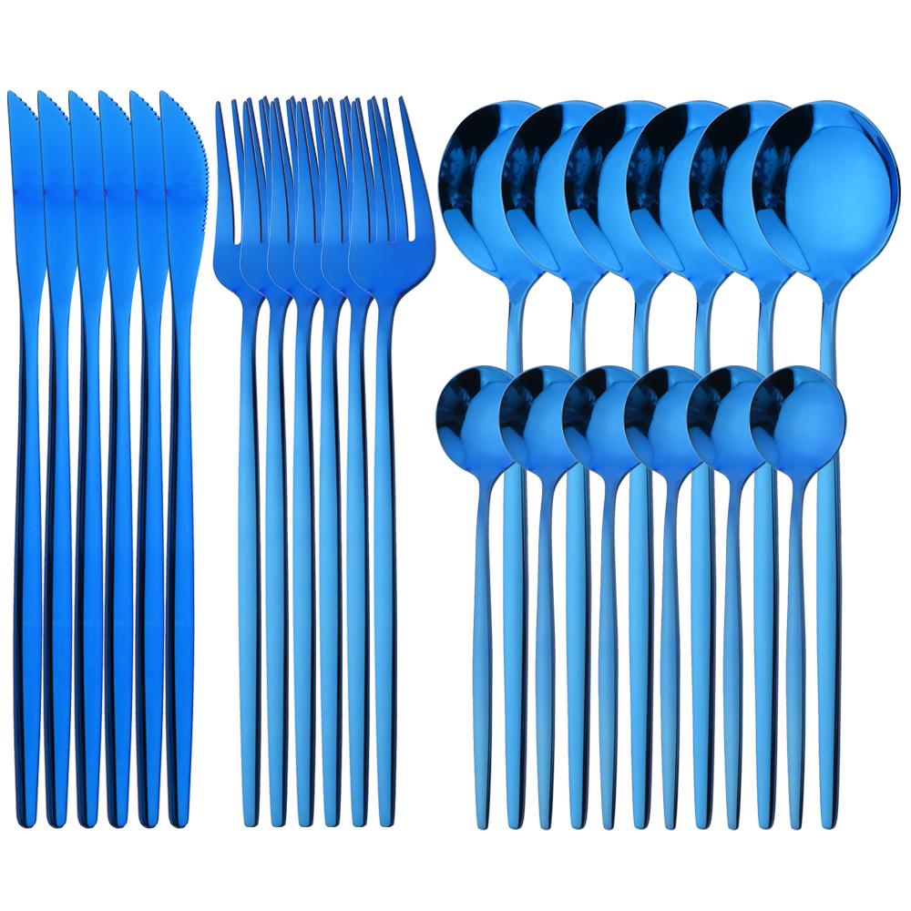 24 шт. золотой набор столовой посуды, набор посуды из нержавеющей стали, нож, вилка, ложка, роскошный набор столовых приборов, кухонные столовые приборы с коробкой, можно мыть в посудомоечной машине