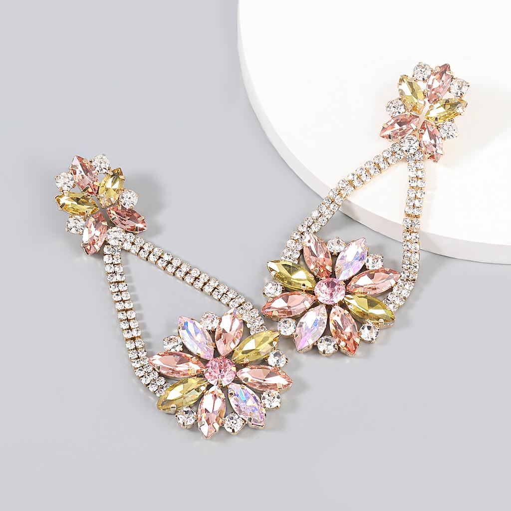 Новые женские серьги в форме цветка со стразами, модные роскошные ювелирные аксессуары для ужина и свадьбы