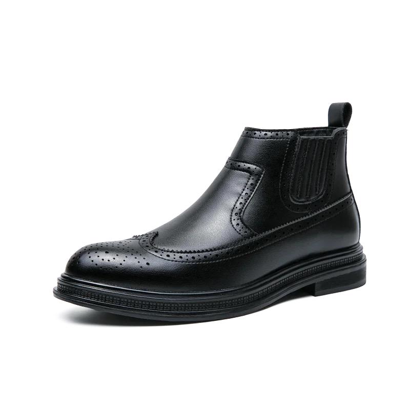 Мода 2025 Новые Высококачественные Ботильоны из Мягкой Кожи Удобные Модные Оксфорды на Плоской Подошве Дизайнерские Туфли Мужские Повседневные Кожаные Ботинки