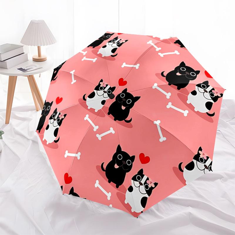 1pc Cat Heart Pattern Automatic Open/Close Umbrella, 8-Rib Sturdy Frame, Umbrella for Travel, Everyday, Formal Events yy251126035