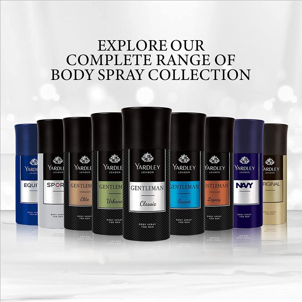 Yardley London Gentleman Classic Дезодорант-спрей для тела для мужчин, 150 мл