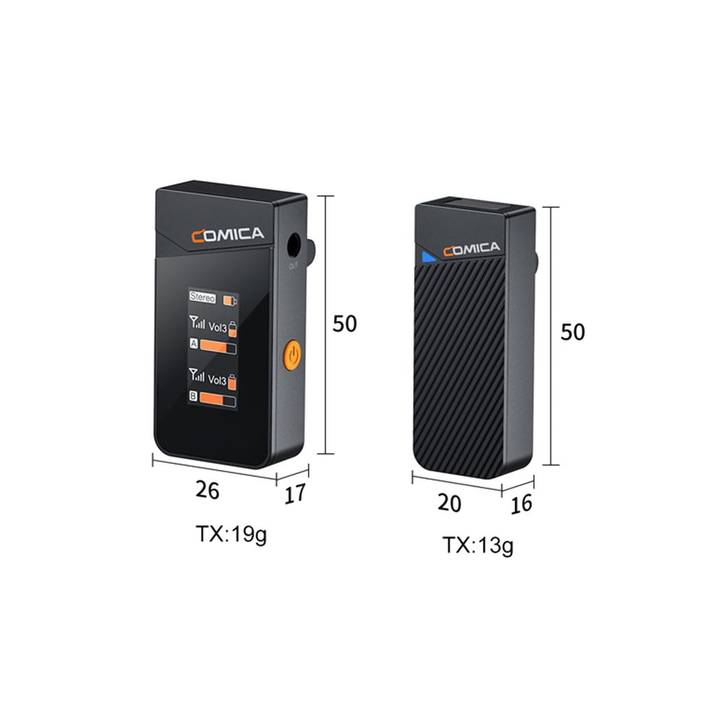 Беспроводная микрофонная система COMICA Vimo C2 с 1 приемником и 2 микрофонами, дальность передачи 200 м, 4