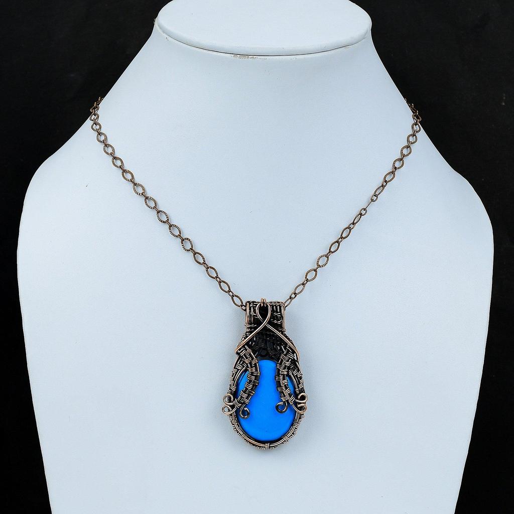 Кулон из бирюзы «Спящая красавица», обернутый медной проволокой, ювелирное изделие ручной работы, чудесный кулон из драгоценных камней, изящное медное ювелирное украшение, подарок для него