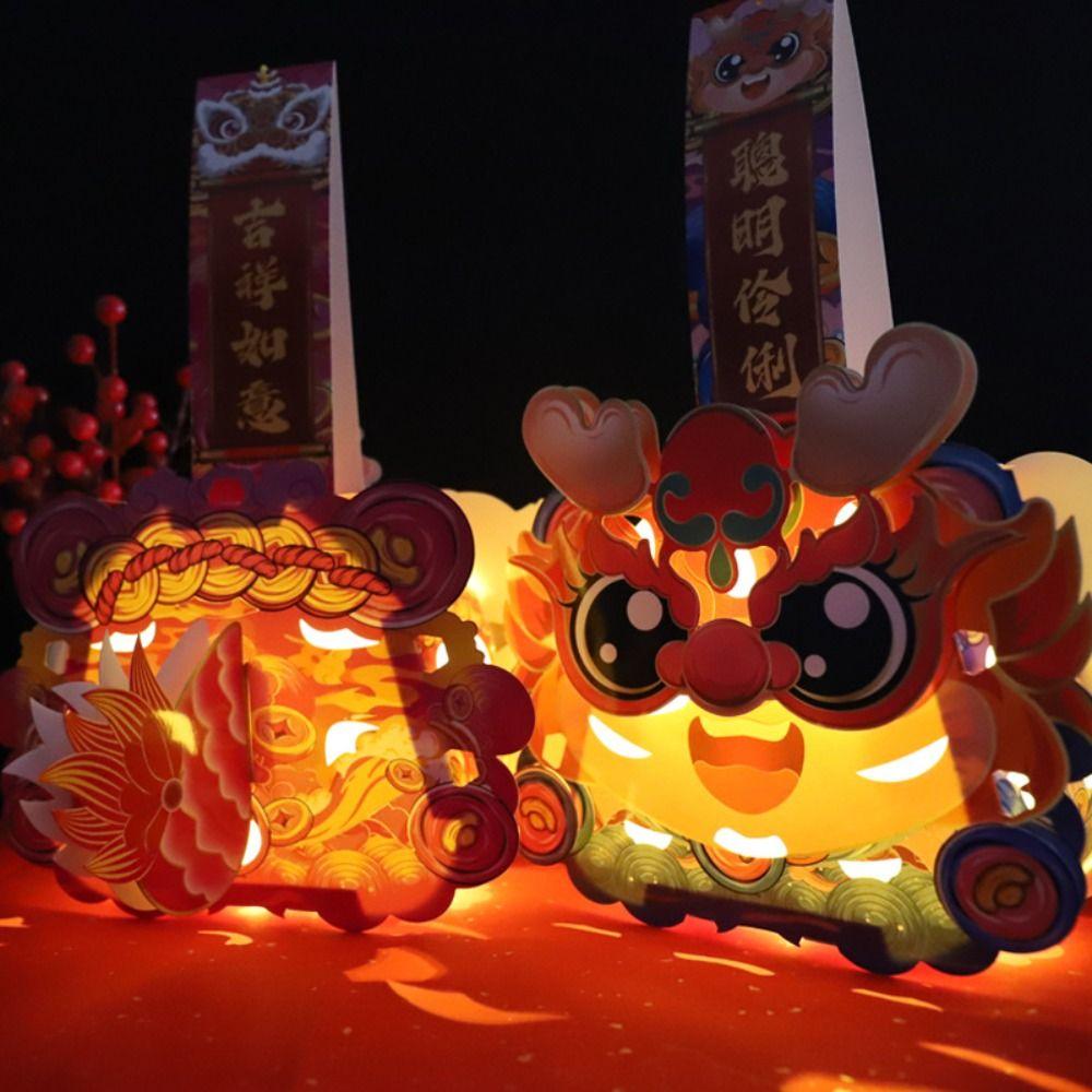 Традиционный Год Дракона Портативный Фонарь Китайский Фонарь Ручной Работы DIY Материалы Домашний Декор