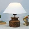 34.54 Cm Wood Table Lamp, Modern Base Fabric Lampshade for Home Office Cafe Restaurant, Carved Pot Bedroom, Dining Room, Inside Bed, Kitchen