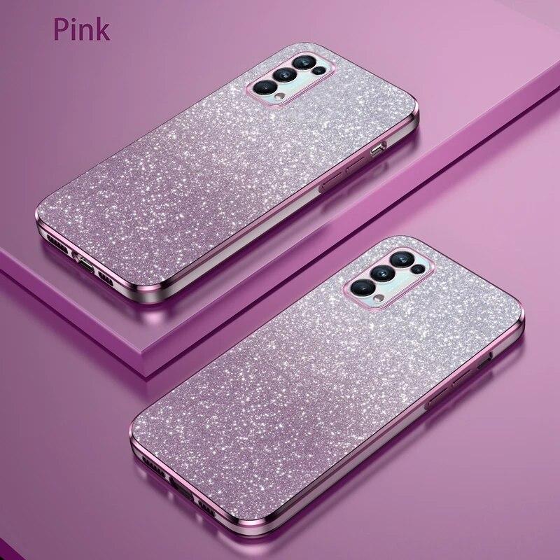 Reno 5 6 Luxury Gradient Glitter Plating Case On For Oppo Reno 5 Reno 6 Reno 5 6 6z Reno 6 Pro 6pro Cover Reno 4 4se 3 2 2z