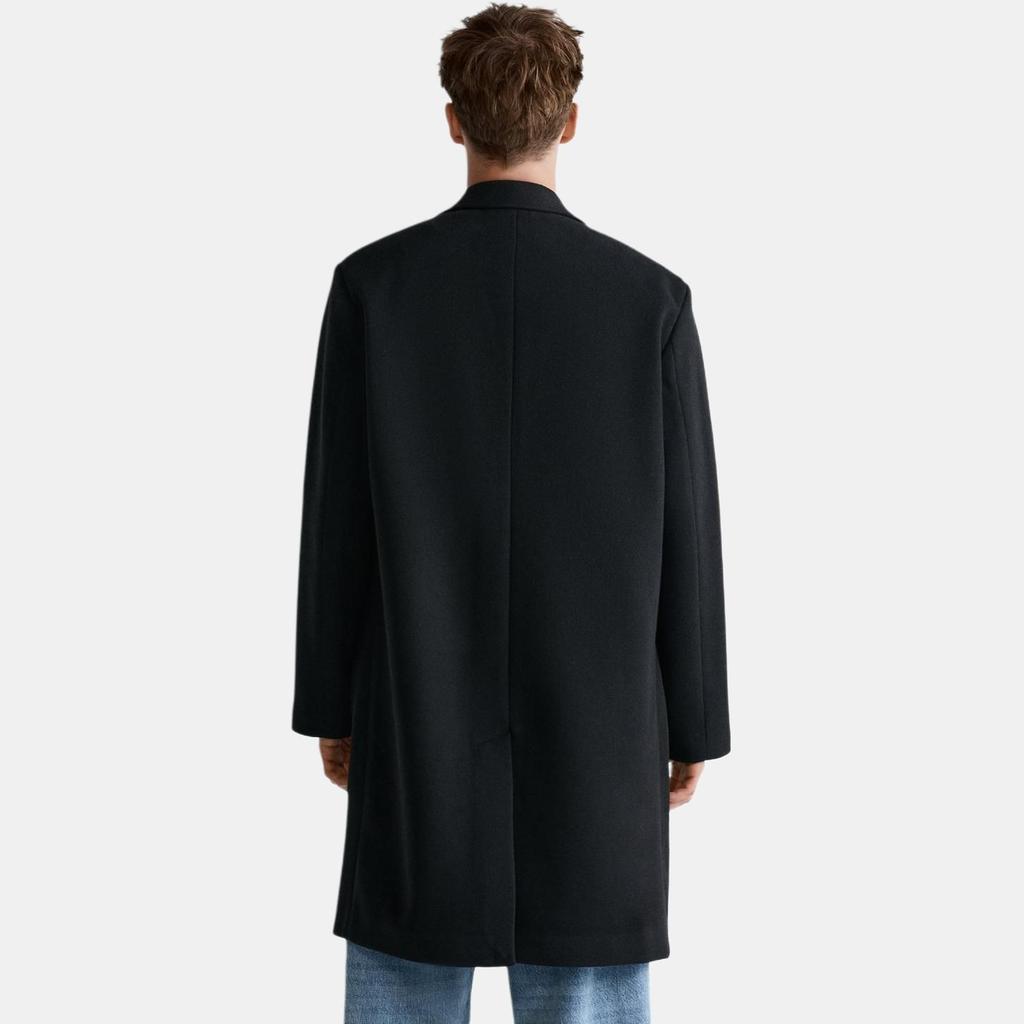 Zara Solid Color Single-Breasted Mid-Length Trench Coat Men Coats Black 5070300-800