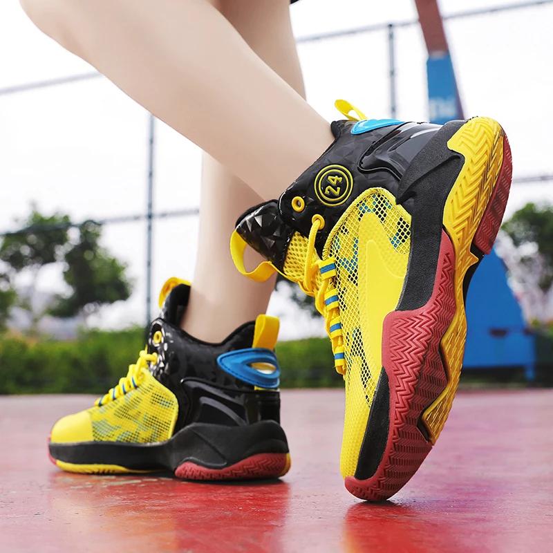 Новые универсальные кроссовки, молодежные боевые баскетбольные кроссовки, детские тренировочные кроссовки, дышащие, удобные, эластичные, детские баскетбольные кроссовки
