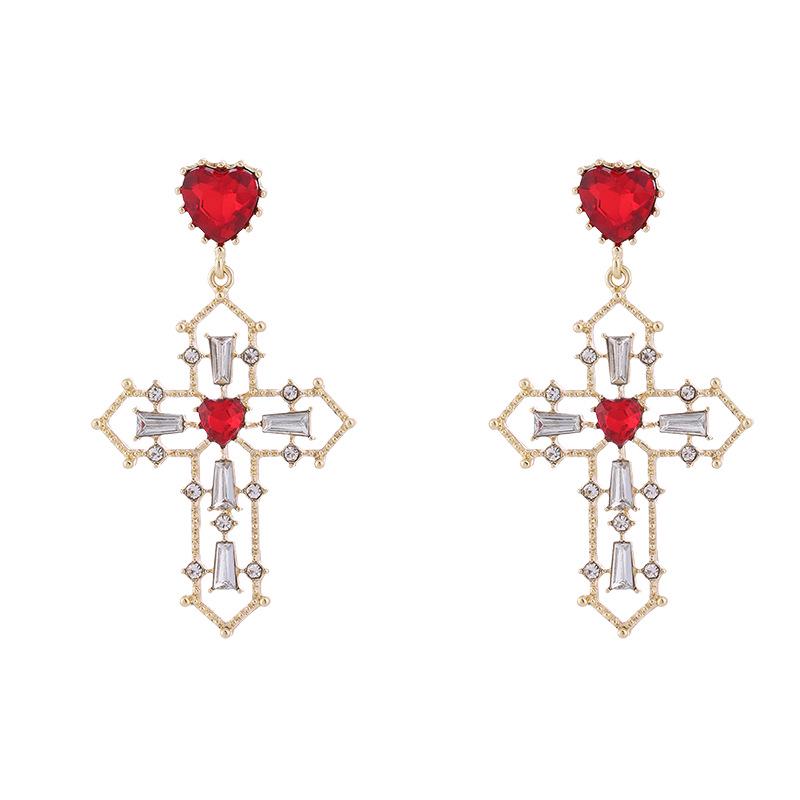 Серьги-крестики из серебра S925 с инкрустированными бриллиантами