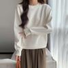 Women's Fleece Lined Sweatshirt Loose Fit Crewneck Pullover Top Long Sleeve