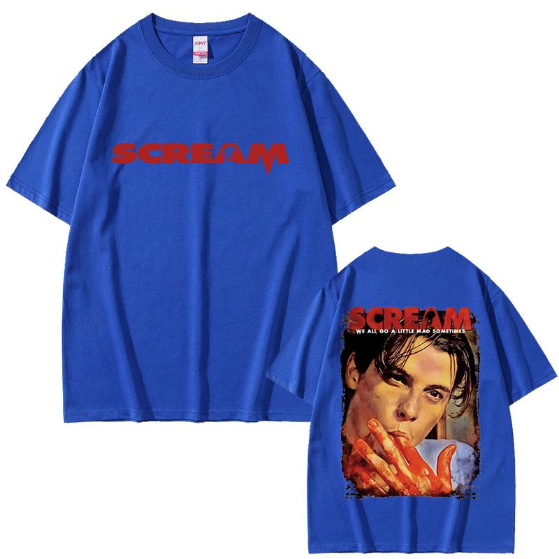 90s Horror Movie Scream Vintage Graphic Tshirts Billy Loomis Print Tshirt We All Go A Little Mad Billy Halloween Men T Shirts