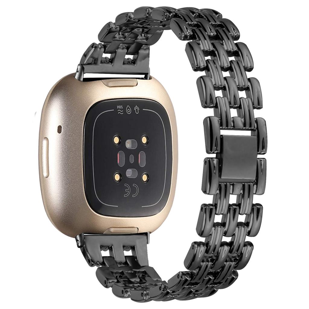 Для Fitbit Versa 4/Sense 2 Сменный ремешок из нержавеющей стали Полый металлический браслет для часов с 5 звеньями