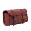 Goat Leather Motorcycle Strap Buckle Closure Tool Bag Genuine Vintage Brown Roll