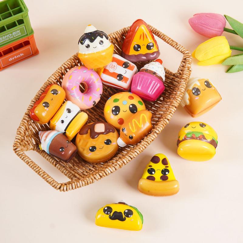 Cute Simulated Bread PU Squeeze Toys Slow Rebound Food Shaped Stress Fidget Toys for Children Sensory Training
