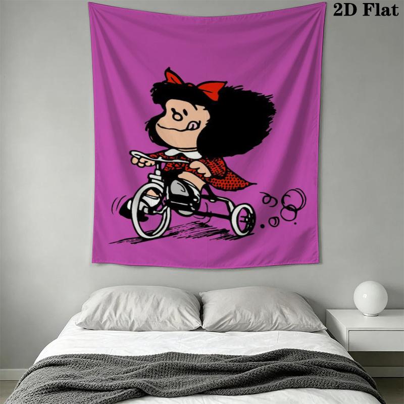 Mafalda Wall Tapestry Aesthetic Wall Hanging Printed Fabric Blanket Decorative Tapestries for Bedroom Living Room Home Decor