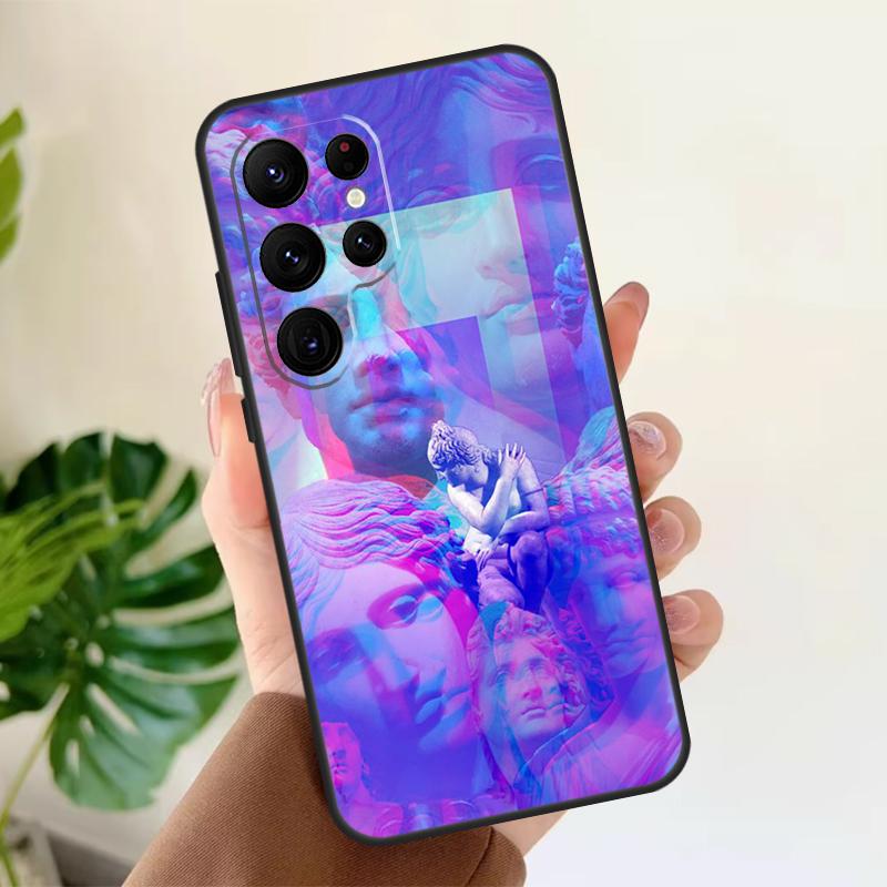 Great Wave Retro Cyber Statue Soft Case For Samsung Galaxy S25 Ultra S21 S22 S23 S24 Plus S9 S10 S20 FE S24 FE Phone Cover