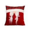 Santa Hat Christmas Eco-Friendly Durable Red Velvet Plaid Throw Pillow Case with Faux Fur Braids Holiday Decor for Couch